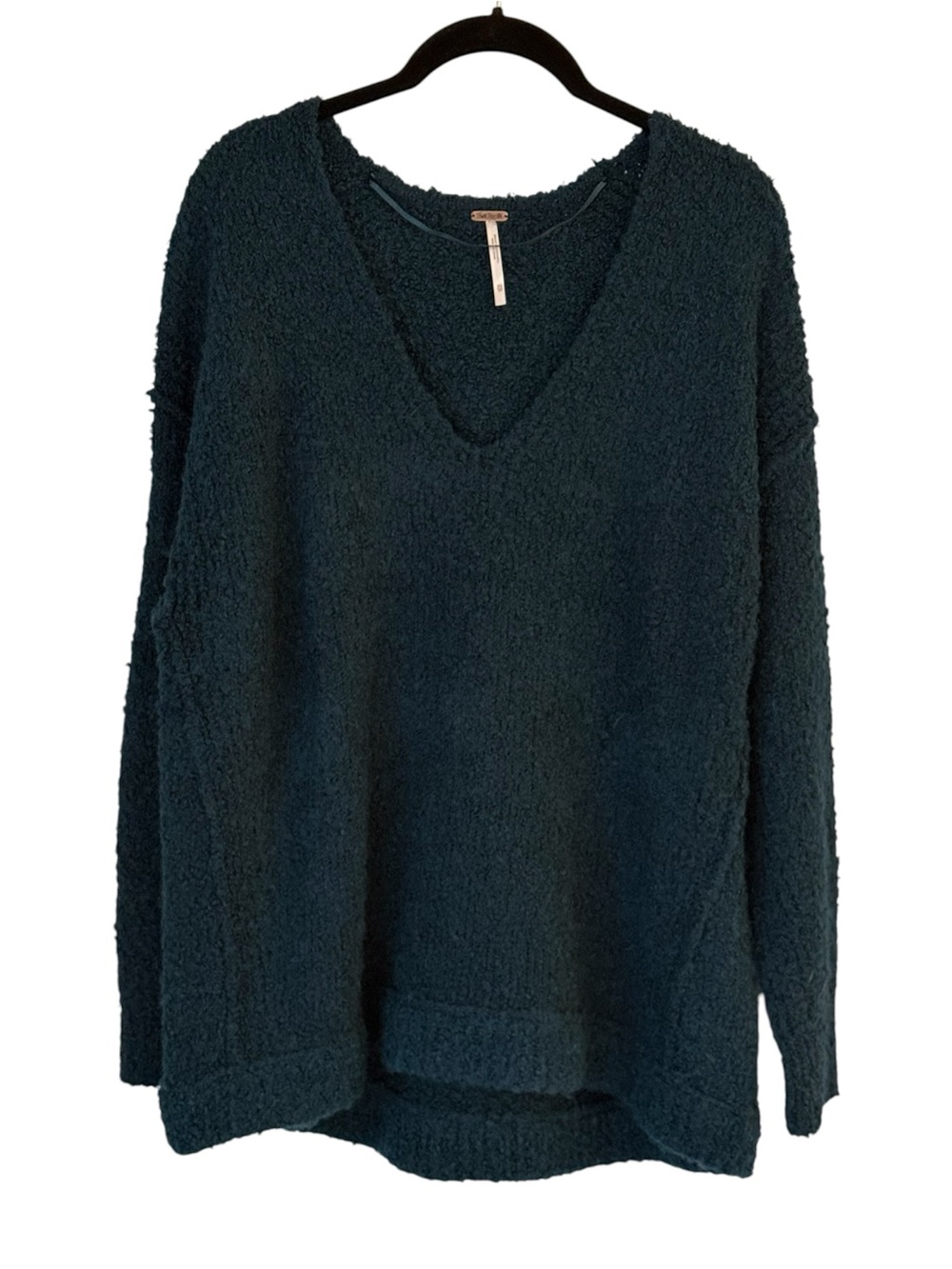 Free People Lofty V-Neck Oversized Women's Sweater - Dark Teal
